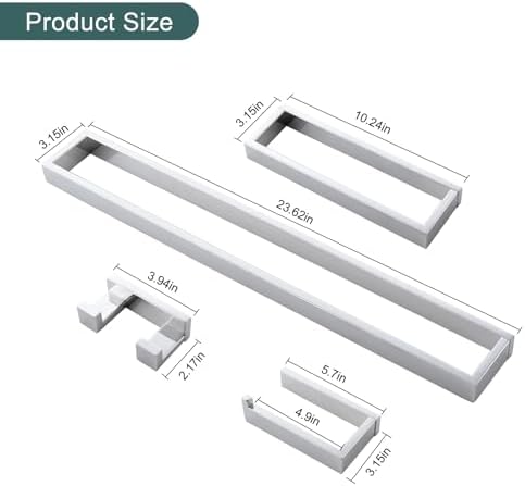 4-Pieces Bathroom Hardware Set, Polished Chrome Towel Bar Set, Wall Mounted - Image 6