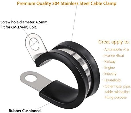 LOKMAN 20 Pack 1 Inch Stainless Steel Cable Clamp, Rubber Cushioned Insulated - Image 3