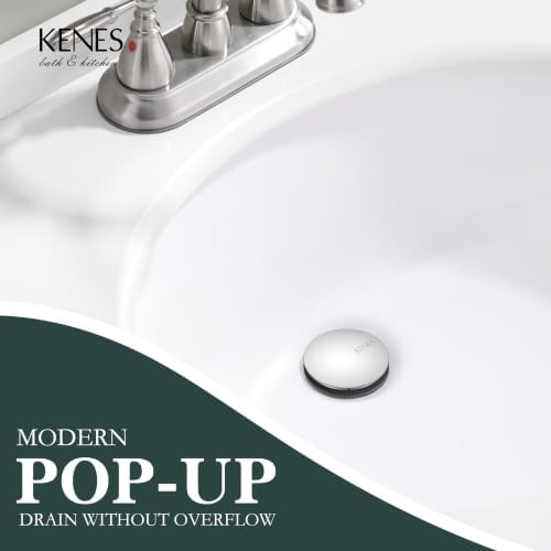 KENES Chrome Pop Up Bathroom Sink Drain Assembly Without Overflow - Image 2