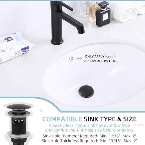 Angle Simple Bathroom Sink Stopper Oil-Rubbed Bronze, Pop Up Sink Drain - Image 3