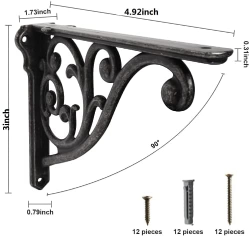 Khtumeware Ornate Decorative Shelf Brackets, 5-inch Small wall Mounted Shelving - Image 2
