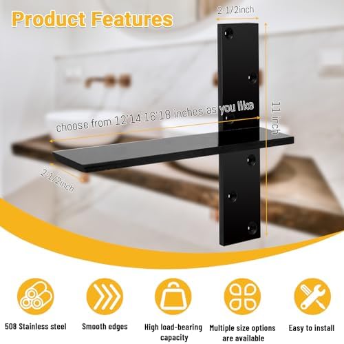 3/8" Thick Heavy-Duty Floating Shower Bench Brackets - Image 3