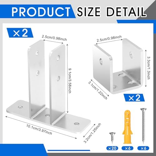 Blulu 4 Pcs Bathroom Partition Bracket 2-Ear U-Shape - Image 2