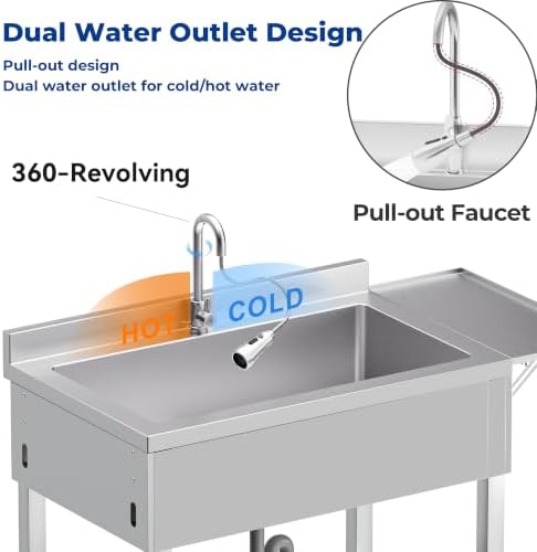Foldable Utility Sink, Stainless Steel - Image 2