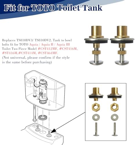 Toilet Tank To Bowl Bolts Mounting Hardware Heavy Duty 2-Piece Dual Flush - Image 4