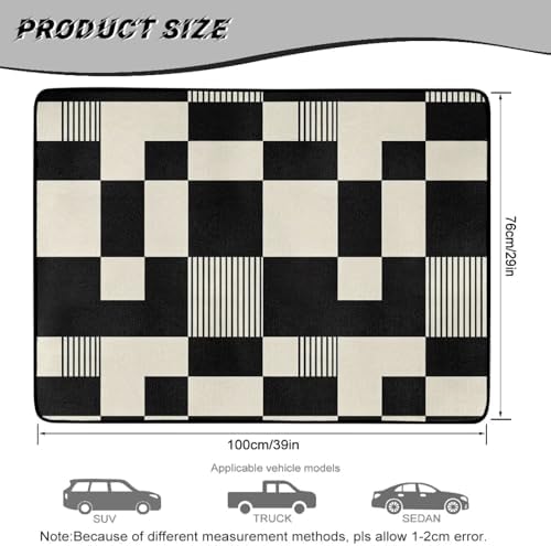 Black Checkered Universal Car Trunk Mat All Weather Trunk Protection Cargo Liner - Image 7