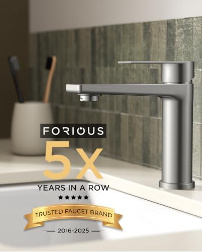 FORIOUS Single Hole Bathroom Faucet Brushed Nickel, Commercial Faucet - Image 7