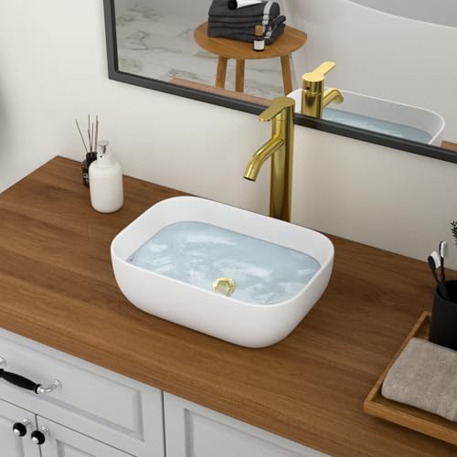 Logmey 18 Inch Bathroom Sink 18x14 Countertop Vessel Sink Rectangular Large by Logmey