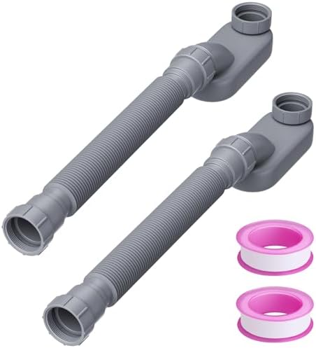 2 Pack Flexible Bathtub Drain Kit, 1-1/2 Inch Low Profile Flat P Trap, by Unknown