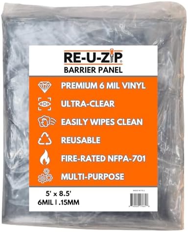 RE-U-ZIP Ultra-Clear Dust Barrier Panel | FR Vinyl Plastic Containment Tarp | by RE-U-ZIP