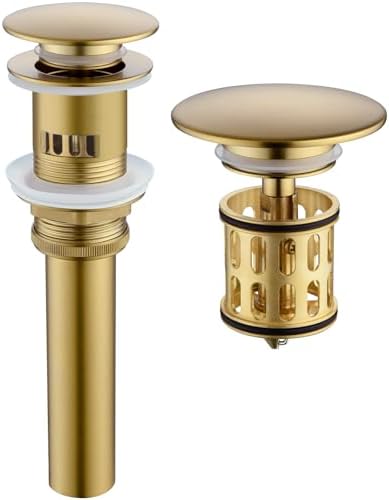 JONKEAN Brushed Gold Pop Up Drain Without Overflow by JONKEANGlobal