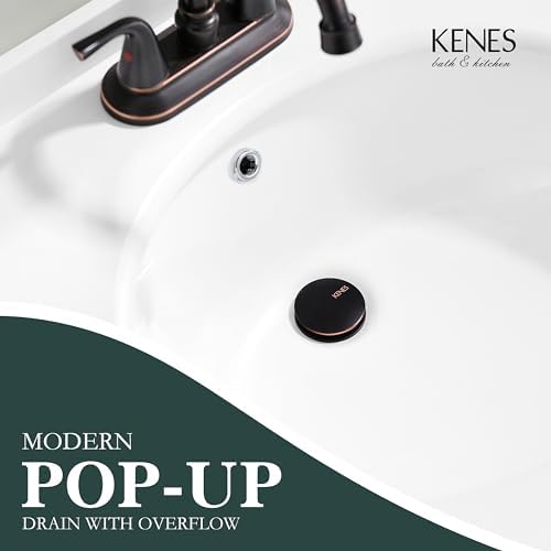 KENES 2 Pack Oil Rubbed Bronze Pop Up Bathroom Sink Drain - Image 2