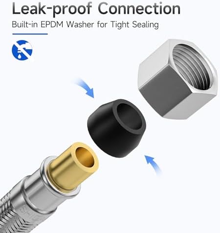 6 FT Dishwasher Installation Kit, Braided Stainless Steel Dishwasher Water - Image 5