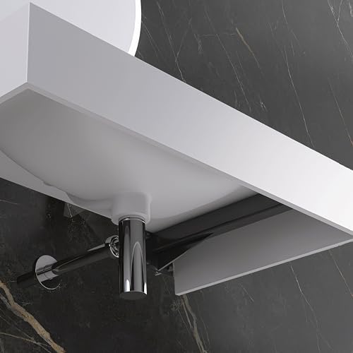 Wall Mount Bathroom Sink 31.9"L x 18"W x 5"H, Resin Stone Floating Sink - Image 7