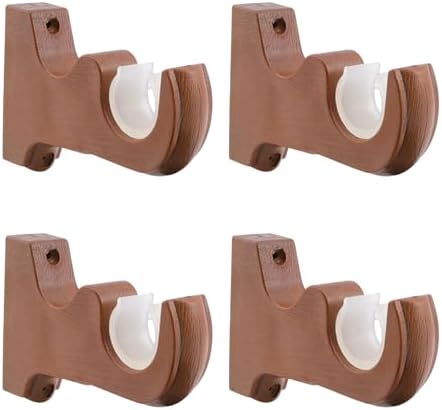 4 Pcs Wooden Curtain Rod Holders Brown Wood Curtain Rod Support Brackets Hangers by Nicerity