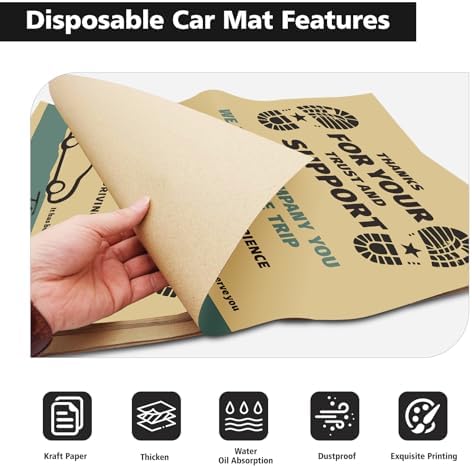 50Pcs Car Paper Floor Mats Khaki Vehicles Disposable Floor Pads - Image 2