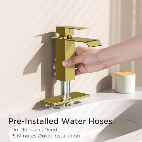 FORIOUS Bathroom Faucet 1 Hole Single Handle Vanity Faucets Brushed Gold - Image 4