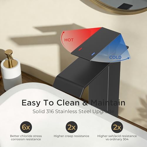 FORIOUS Vessel Tall Bathroom Sink Faucet 1 Hole Single Handle Matte Black - Image 6