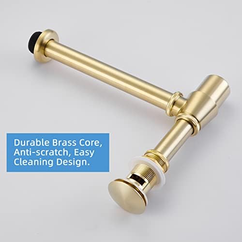Bathroom Sink Stopper Bottle P Trap, Brass Core 1-1/4 inch Slip Inlet Drain - Image 3