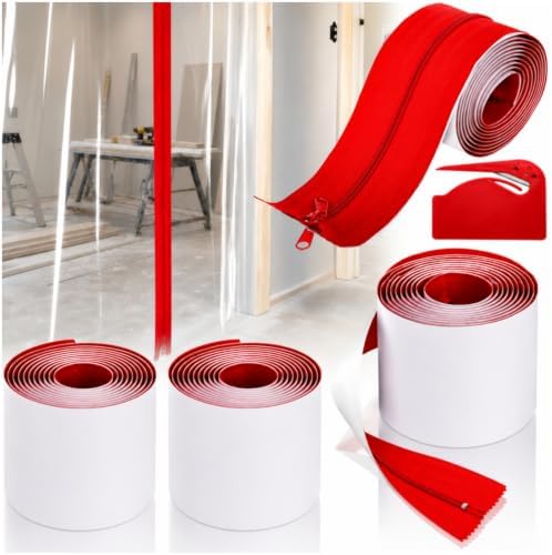4 Pack Heavy Duty Dust Protector Zipper, 7 Ft Long x 3 in Wide by Acshio