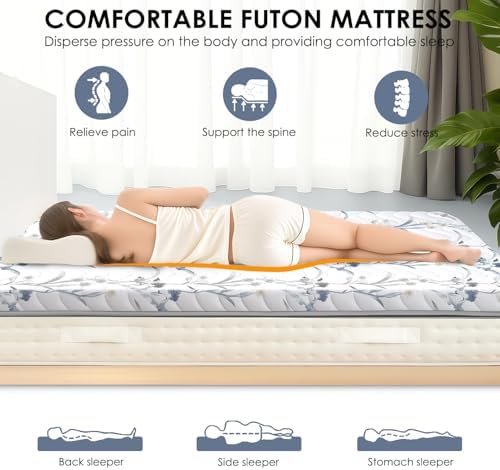 SCHNAUZER HOME Japanese Futon Floor Mattress Twin 3.5" Thick Ink Wash - Image 4