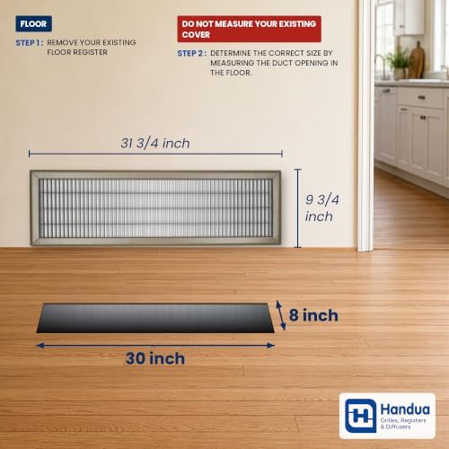 Fits 8x30 and 30x8 Duct Opening | Return Air Floor Grille by Handua | Walkable - Image 2