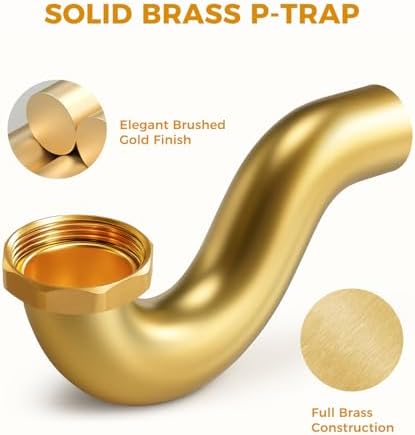BOTEMY Brass P-Trap 1-1/2 Inch for Freestanding Bathtub, Solid Brass Drain Kit - Image 6