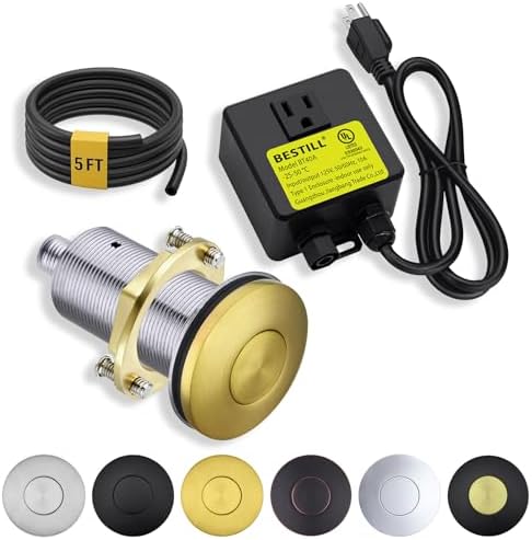 BESTILL Garbage Disposal Air Switch Kit in Brushed Brass, UL Listed by BESTILL