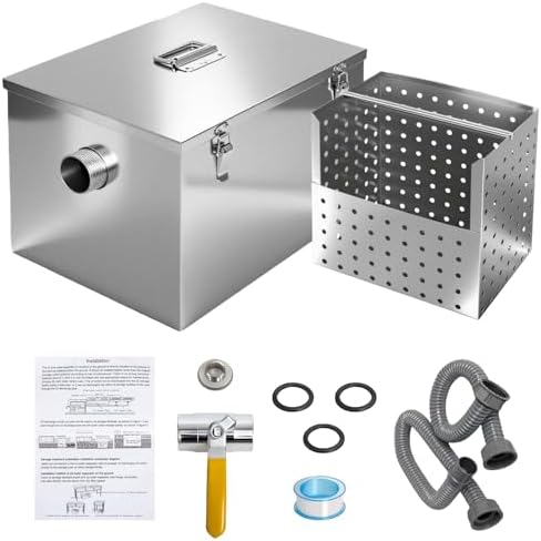 Wadoy 8 lb Commercial Grease Trap, Stainless Steel Under-Sink Interceptor by WADOY