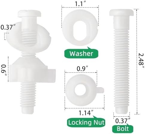 VRSS Plastic Toilet Seat Hinge Bolt Screws Replacement, 4 Pack - Image 2