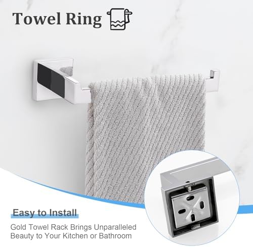 TURS Bathroom Accessories 4-Pieces Bathroom Hardware Set Polished Chrome Towel - Image 3