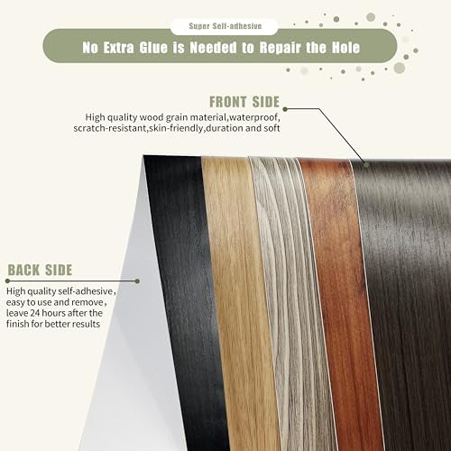 Besezx Wood Grain Tape, 2.4" X15', Self Adhesive Wood Grain Repair Patch - Image 3