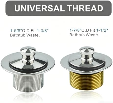 WELSAN Bath Tub Drain Kit, Lift & Turn Bathtub Drain Stopper, Chrome Plated - Image 4