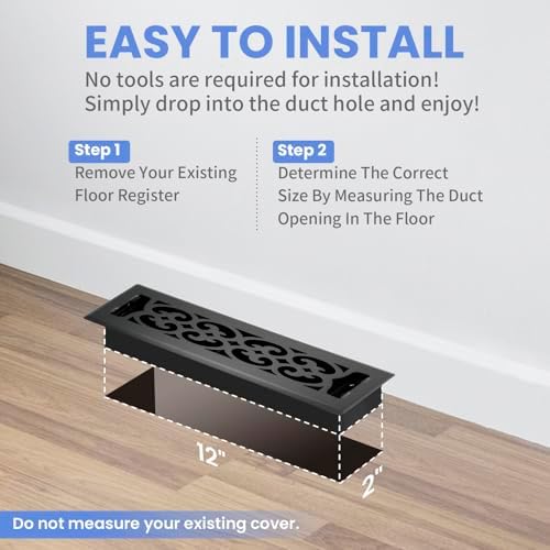 Howeall 2x12 Inches Heavy Duty Walkable Floor Register Easy Adjust Air Supply - Image 6