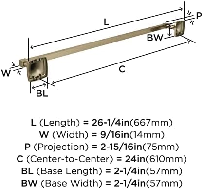 Amerock Stature 24" Golden Champagne Towel Bar - Image 6