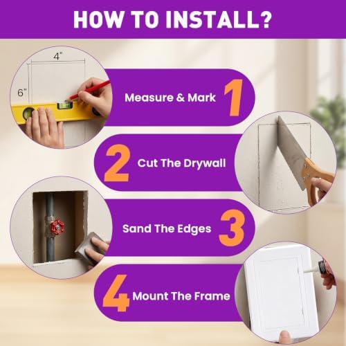 4 x 6 Inch Access Panel for Drywall and Ceiling, ABS Plumbing Access Door - Image 4