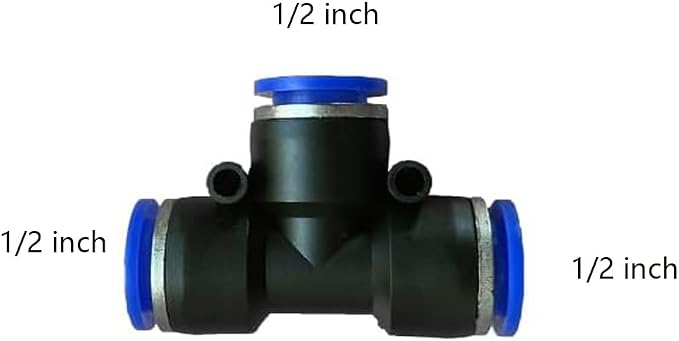 5 Pcs 1/2" x 1/2" x 1/2" Pneumatic T Shaped 3 Way Tube Reducer Connector - Image 2