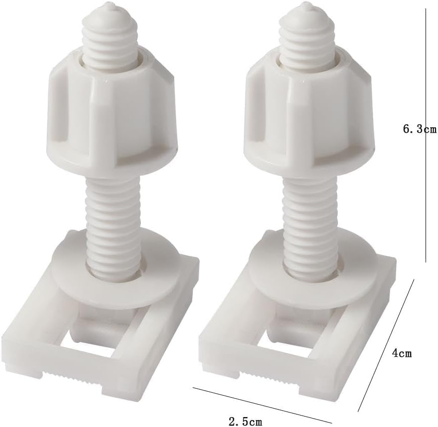 2Pcs White Plastic Toilet Seat Screws and Nuts - Image 2
