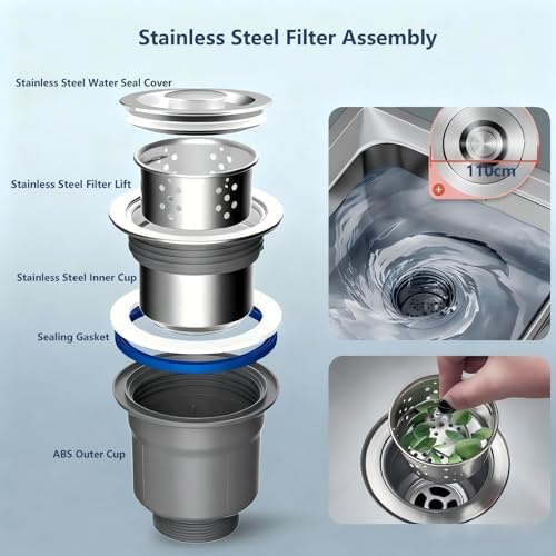 Double Kitchen Sink Drain Kit, Adjustable All-in-One P-Trap Pipe - Image 2