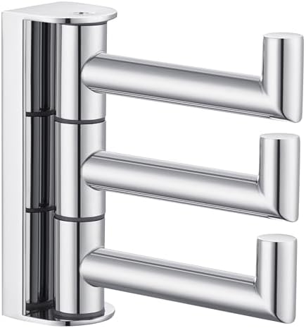 Angle Simple Swivel Towel Hook 3 Arms, Robe Coat Wall Hook, Polished Chrome by AngleSimple