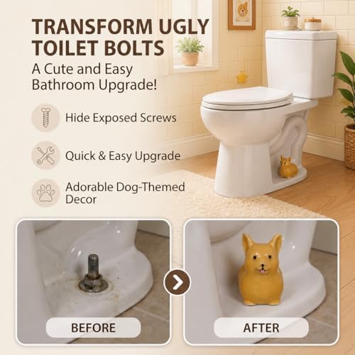 boeemi Ceramic Corgi Toilet Bolt Caps, Cute Puppy Bathroom Decor - Image 6
