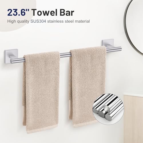 Lairuier Bathroom Hardware Set Brushed Nickel, Towel Holder Set Wall Mount - Image 2
