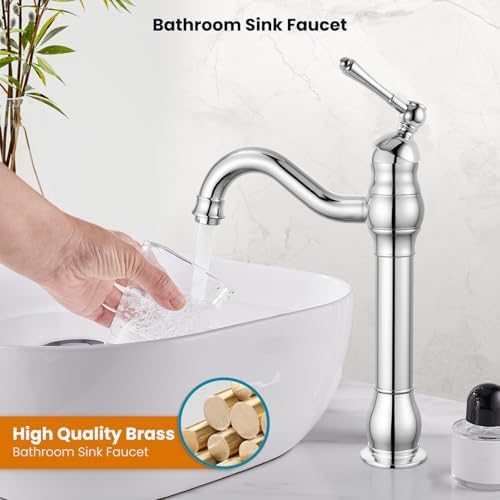gotonovo Vintage Bathroom Vessel Sink Faucet, Polish Chrome, - Image 2