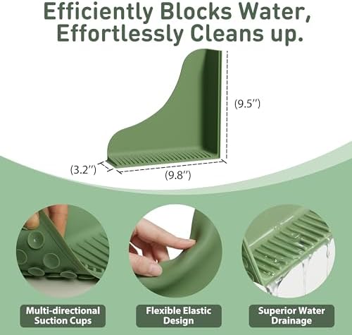 Roslim 2-Pack All-Silicone Shower Splash Guard, Bath Tub Corner Water Blocker - Image 2