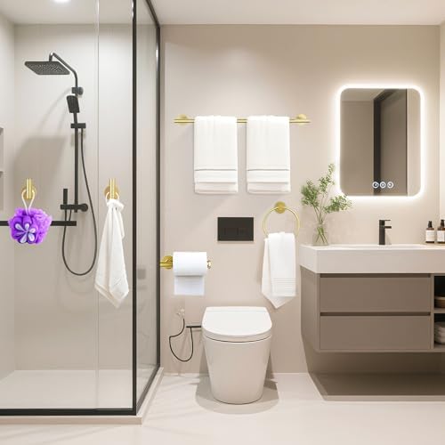 6 Pieces Brushed Gold Bathroom Hardware Accessories Set, SUS304 Stainless Steel - Image 2