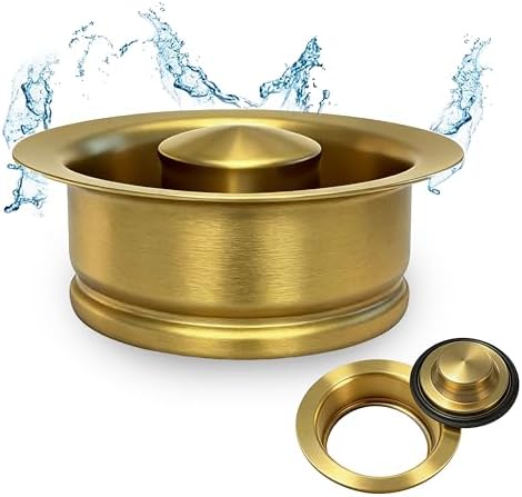 Garbage Disposal Flange with Stopper, 3-1/2" Sink Drain, Brushed Gold by TRILVIX