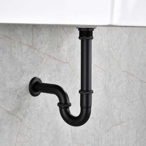 Bathroom Basin Sink Bottle P Trap, Brass U-Shape 1-1/4 inch Slip Inlet Drain - Image 2