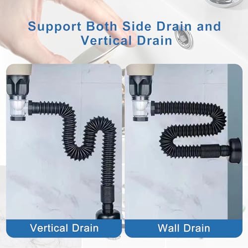 Bathroom Sink Drain Kit Flexible Expandable P-Trap Sink Drain Pipe - Image 6