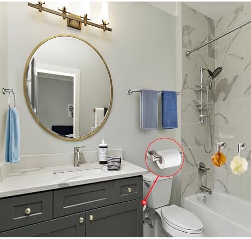 5 Pieces Brushed Nickel Bathroom Hardware Set Include 16inch Towel Bar - Image 2