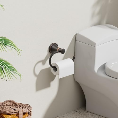 BESy Toilet Paper Holder Wall Mount Bathroom Roll Holder Oil Rubber Bronze - Image 2